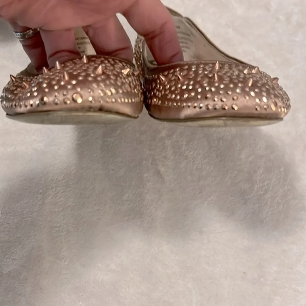 Sam Edelman Woman’s Jolie Leather Sparkle Rose Gold Studded Ballet Flats Sz 6